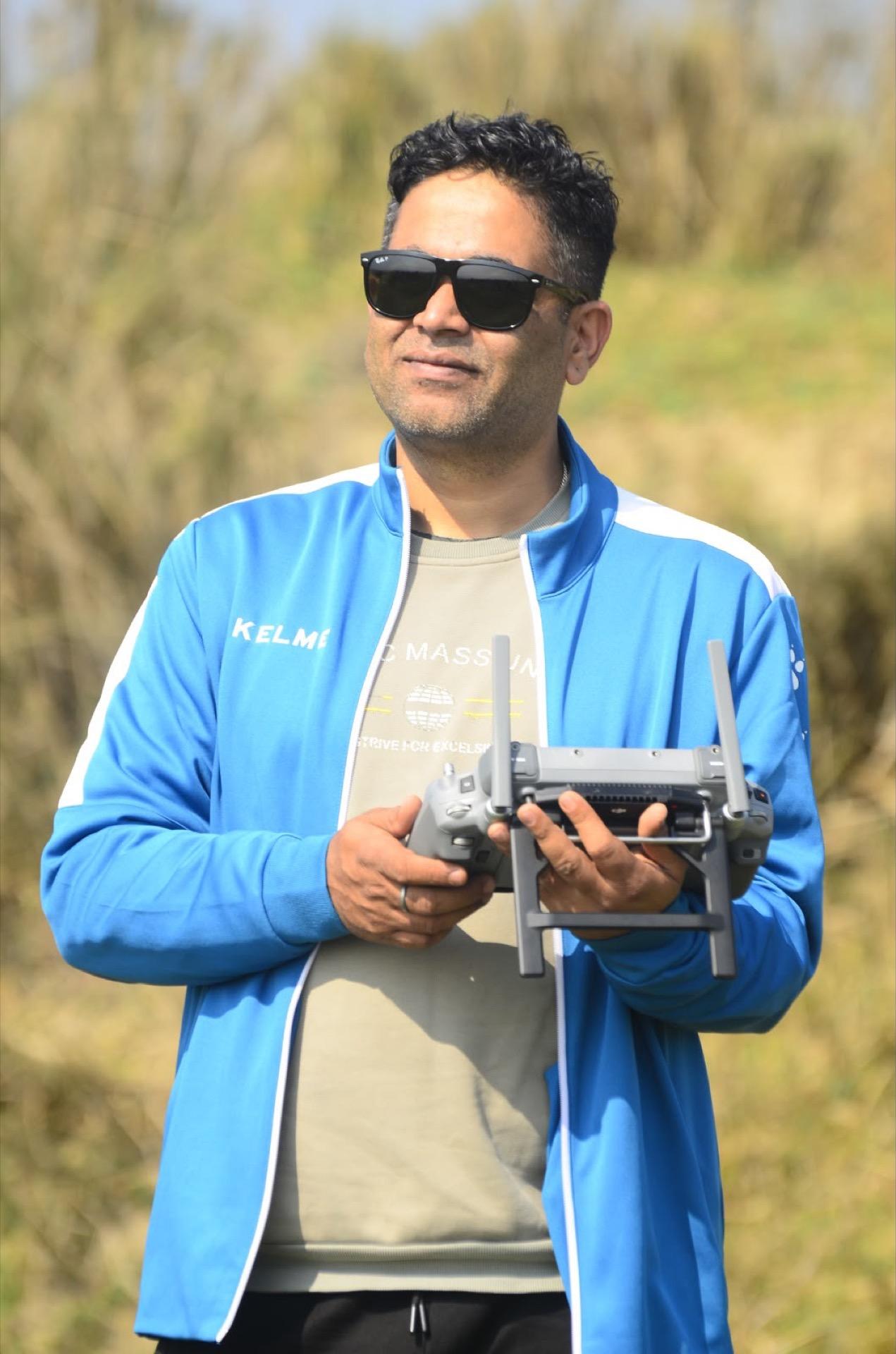 Drone pilot monitoring an active mapping mission